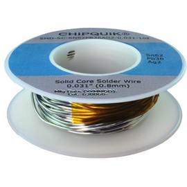 CHIP QUIK SMD-SC-SN62PB36AG2-0.031-1oz Sn62/Pb36/Ag2 .031" Solder Wire 1oz Spool (Solid Core) (Tin/Lead/Silver)