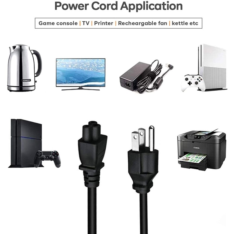 XIONGWEI Cable de Alimentación de 3 Clavijas para Laptop, Cargador