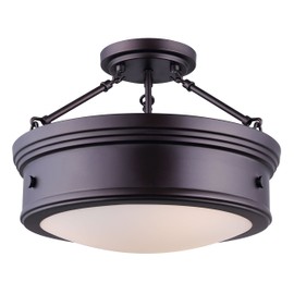 Canarm LTD ISF624A03ORB Boku ORB 3 Bulb Semi-Flush Mount Oil Rubbed Bronze with Flat Opal Glass