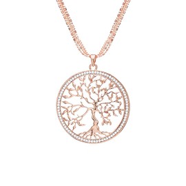 Taffstyle Women's Long Necklace Tree of Life with Crystal, Rhinestone Metal, Crystal