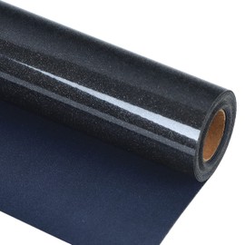 guangyintong Glitter Black Heat Transfer Vinyl Roll for T-Shirts HTV 12”X 8ft Iron on Transfer (J2-Glitter Black)