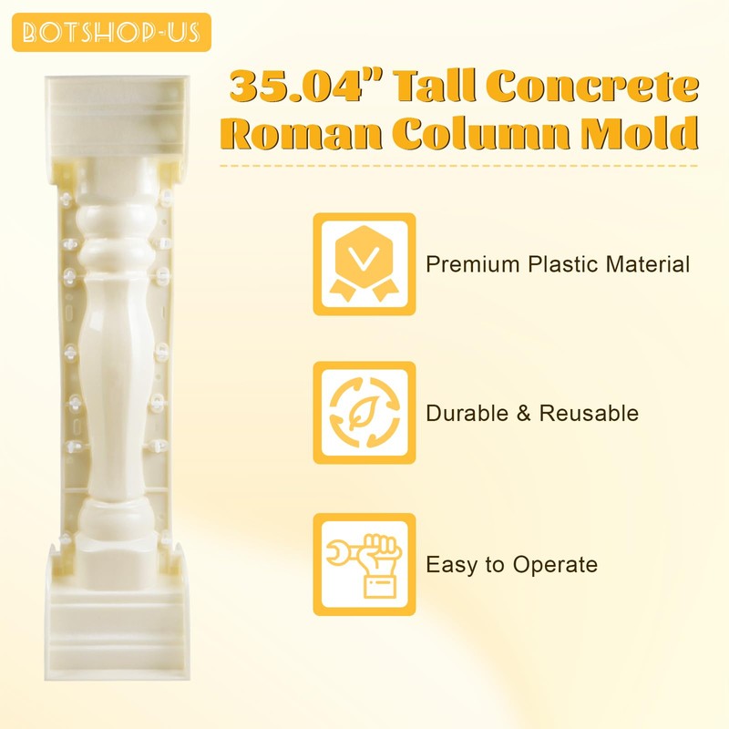 Concrete Roman Column Mold 35.04 Inch Casting Plaster Mold 2