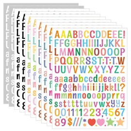 JOOTUEPO 0.5 Inch Small Vinyl Letter Number Stickers, 2280 Pieces Waterproof Vinyl Multi Colour Alphabet Number Stickers for Scrapbooking Craft Signs Decor Poster Cards - 15 Sheets