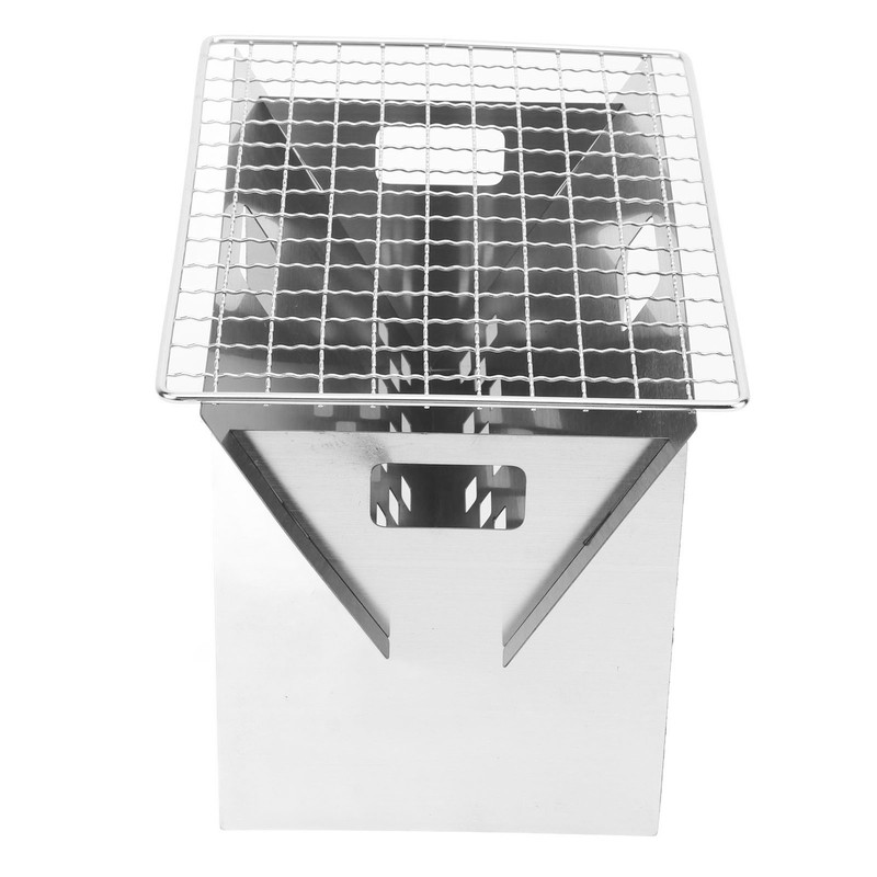 Folding Charcoal BBQ Grill Stainless Steel Mini Detachable Portable Barbecue