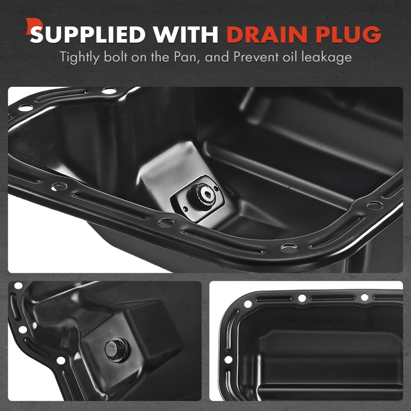 A-Premium Engine Oil Pan Sump with Drain Plug Compatible with