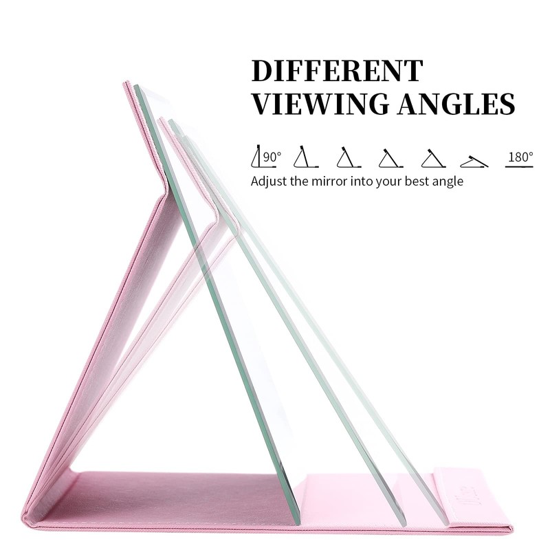 DUcare Folding Mirror Portable Travel PU Portable Adjustable Rectangular Ultrathin
