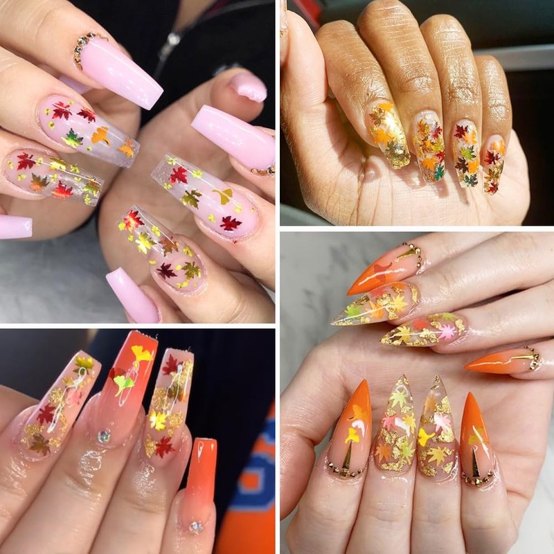 Fall Nail Art, 2 Boxes 3D Holographic Fall Leaves Nail