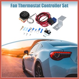 ACROPIX 12V Electric Radiator Fan Thermostat Controller Kit Cooling Fan Wiring Relay Wire Kit for Car Car Parts