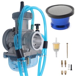 YJGZSVK PWK36 Carburetor For Honda TRX250X CR250 CR250M ATC250R Suzuki RM125 RM250 Yamaha YZ125 Air Filter（Blue）