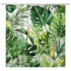 YSSFAV Tropical Green Leaves Shower Curtain Palm Leaf Monstera Banana
