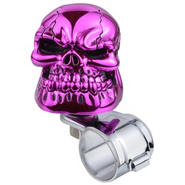 Lunsom Steering Wheel Knob, Skull Shape Driving Power Handle Control Suicide Knob Spinner Car Turning Aid Helper Fit Most Vehicle (Purple)