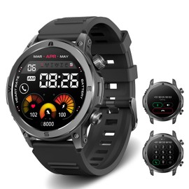 FreshFun Smartwatch 1.43" AMOLED con Llamada Bluetooth, Reloj Inteligente Hombre Impermeable IP67, Monitor de Frecuencia Cardíaca/Oxígeno en Sangre/Sueño, 100+ Modos Deportivos para Android/iOS, Negro