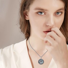 YAFEINI Egyptian Chain S925 Sterling Silver Anubis Ankh Eye of Horus Necklace Egypt Scarab Pendant Jewellery Gift for Men Daman, Sterling Silver, Cubic Zirconia