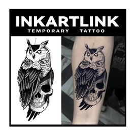 INKARTLINK Tattoo Tech, 2 Sheets Large Semi Permanent Tattoo, Adult Art Design Temporary Tattoos, Lasts 1-2 Weeks, Waterproof, Realistic Look, No Adhesive, No Reflection (animal woman)338