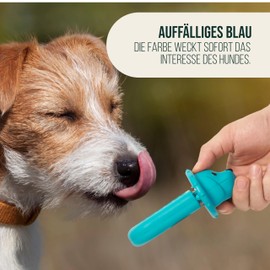 Happilax Langsamer Futternapf für Hunde - Kistenleckerli-Spender für Hunde - Haustiere beschäftigt und stimuliert - Befestigung - Unzerstörbares Spielzeug Hundetraining - 7x14x9 cm, Blau