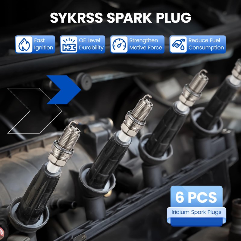 SYKRSS 96372 Iridium Platinum Spark Plugs 6 Pack - Compatible