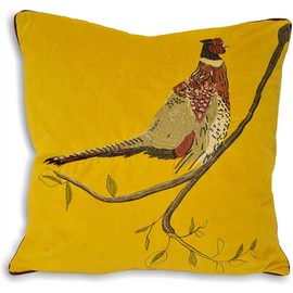 Riva Home Hunter Velvet Cushion Cover, Mustard, 45 x 45cm