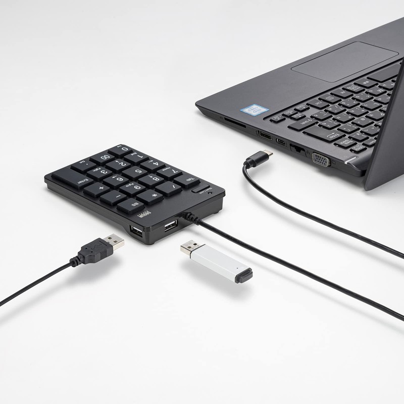 Sanwa Supply NT-18CUHBK USB Numeric Keypad (with Type-C Connector and