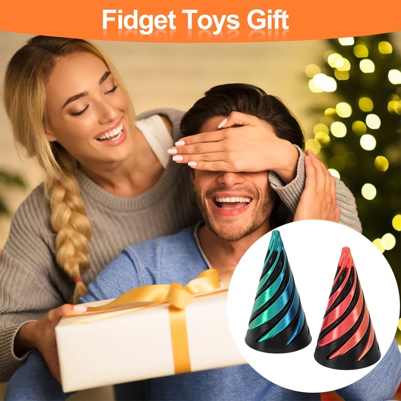 2Pack Impossible Cone, Pyramid Spiral Cone Fidget Toy, 3D Printed