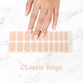 StreetKitty Semi Cured Gel Nail Strips, Classic Gloss Collection, 20 pcs Salon-Quality Gel Nail Wraps, Last up to 3 weeks, Vivid Glossy Colours Pallet (1, Classic Beige)