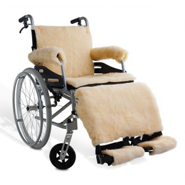NYOrtho Faux Synthetic Sheepskin Wheelchair Complete Set of Armrest, Leg, Footrest, Seat & Backrest Pads