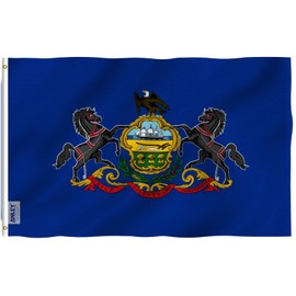 Anley Fly Breeze 3x5 Foot Pennsylvania State Flag - Vivid Color and Fade Proof - Canvas Header and Double Stitched - Pennsylvania PA Flags Polyester with Brass Grommets 3 X 5 Ft