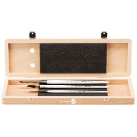 Brush Set in Wooden Box Woman Hell & Da Vinci, Loose Watercolour Florals - 3 Brushes, Green