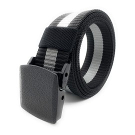 FALKENSTEJN Trouser Belt Fabric Belt with Plastic Buckle Tactical Belt 130 cm Long Individually Can Be Shortened, Black/Silver