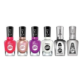 Sally Hansen Miracle Gel Nail Polish Summer Bundle: Shiny Top Coat, Matte Top Coat, Shhhh-immer, Pink Tank, Hunger Flames, Get Mod (Packaging May Vary)