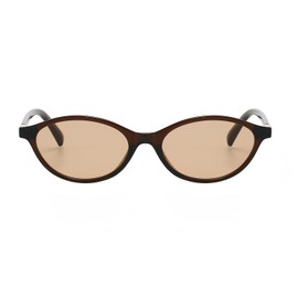LJCZKA Retro Oval Sunglasses for Women Men 90s Trendy Small Oval Sun Glasses Vintage Narrow Y2K Cat Eye Shades Chic Cool Sunnies UV400 Protection (Brown Light Brown)