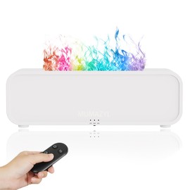 Essential Oil Diffuser, Music Sync Colorful Flame Essential Oil Diffuser, Colorful Flame Air Aroma Humidifier, Timer & Waterless Auto Off 250ml Diffuser with 7 Colors Light, Remote Control (White)