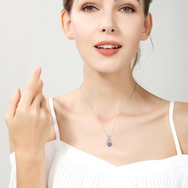 Oskani 925 Sterling Silver Butterfly Round Birthstone Pendant Necklace for Women, 5A Cubic Zirconia Necklace Jewelry Gifts for Mother's Day Valentine Birthday Gifts