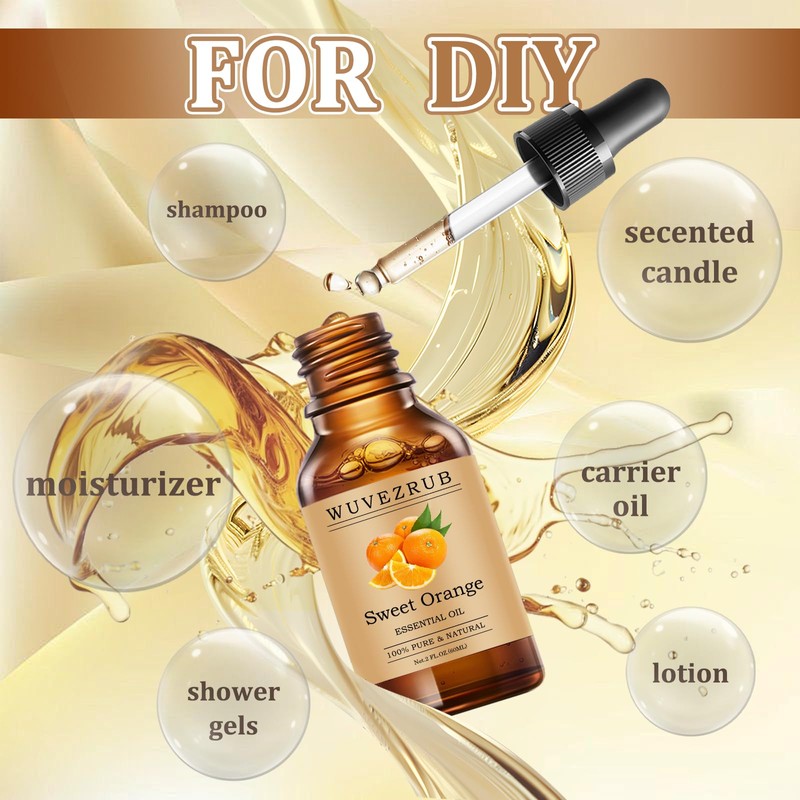 Wuvezrub Sweet Orange Essential Oils 60ML, Pure Sweet Orange Essential