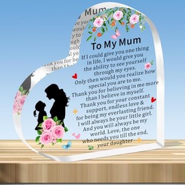 JMIMO Mum Gifts from Daughter, Mum Birthday Gifts,To My Mum Acrylic Plaque Mum Gifts Christmas Mothers Day Birthday Gift Best Mum Present