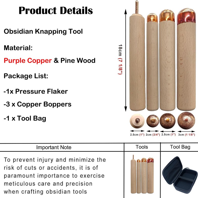 Flint Knapping Tools Kit Obsidian Crafting Tool, Dragon Crystal Stone