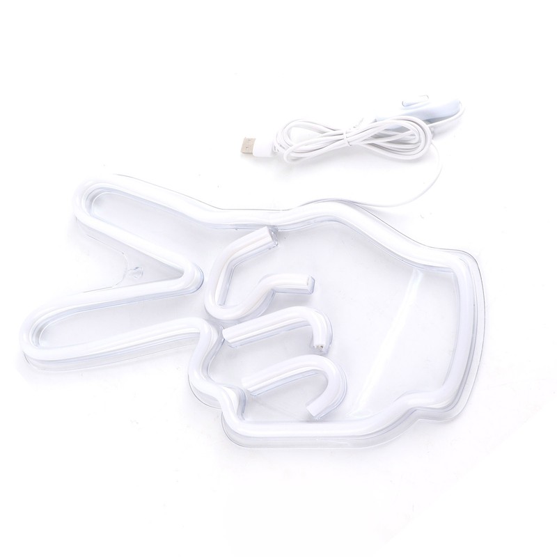 Neon Sign Light Innovative Victory Gesture Decorative Lamp USB Powered