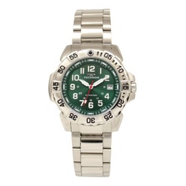 Technos T9B92SM Men's Wristwatch, Water Resistant to 10 ATM, Silver, green, Bracelet Type
