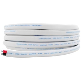 GS Power Marine Wire – 100ft, 12 AWG, Red and Black Sheathed, Tinned Copper Duplex Boat Wire