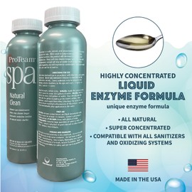 Proteam Spa Natural Clean - All Natural Hot Tub Water Clarifier Hot Tub Clarifier - Spa Enzymes for Hot Tub with SplashWiz Hot Tub Chemicals Care Guide - Made in USA (1 pt)