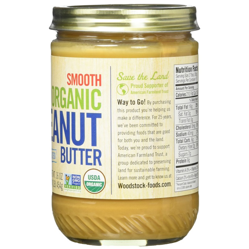 Woodstock Organic Peanut Butter, Smooth, 16 oz