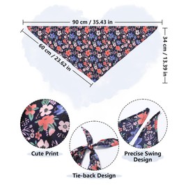 3Pcs Floral Hair Bandanas Head Kerchief for Women Girls Tie-Back Boho Hair Scarf Headband Bandana Triangle Head Scarf