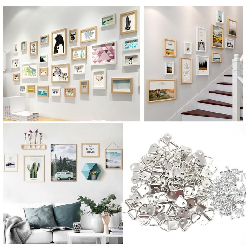 Hocansen 100Pcs Picture Hanger Hooks 22mm Small D Ring Single