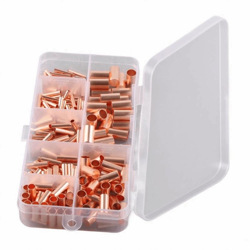 EZBUYGO 250pcs Copper Tubing Connector Kit - 7 Size Mixed