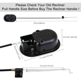 EMAGEREN Sofa Replacement Parts, Universal Recliner Handle with Cable Replacement Parts for Recliner Pull Alloy Release Handle Release Handle for Recliner Handle Replacement for Couch Sofa Pull Chair