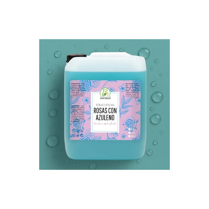 Tónico Facial Hidratante De Rosas Con Azuleno 10 Litros