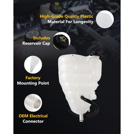 SCITOO Coolant Recovery Overflow Reservoir Tank Coolant Reservoir Bottle [W/Sensor &with Cap] compatible with for International Harvester 9900i 2003-2017,[10.8L,12.7L,14.6L,15.2L] Replace# 603-5105