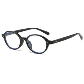 YAMEIZE Blue Light Filter Glasses for Men and Women Oval Small Glasses Anti Blue Light Glasses, black