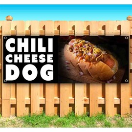 Chili Cheese Dog Banner 13 oz | Non-Fabric | Heavy-Duty Vinyl Single-Sided With Metal Grommets