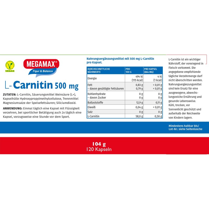 Megamax L-Carnitin 500 mg Kapseln