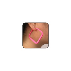 Colorful Square Hoop Earrings for Women 80s Neon Hoop Earrings Colorful Matte Big Round Circle Hoops Earring Retro 80s 90s Neon Hoops Jewelry for Women Accessories (hot pink)